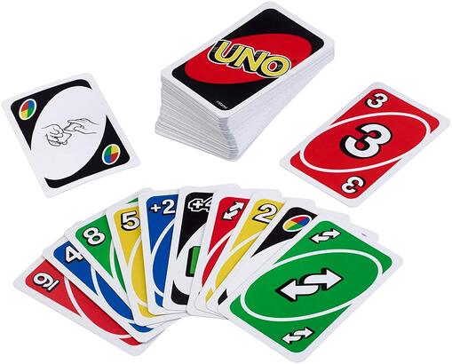 家傳戶曉的紙牌遊戲「Uno」，它的反轉卡（圖中右下）是在遊戲規則中可以反轉出牌順序，但被許多網友拿來惡搞，像是在收到罰單、抓到違規時，若亮出此卡，就可把罰單轉給對方，成為了一種迷因素材。
